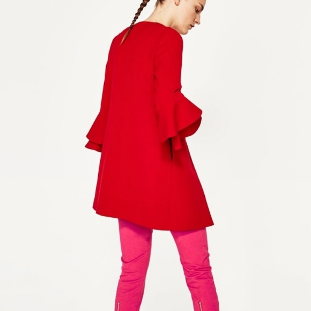 Zara Jacket NWT double ruffle sleeve (S)  RED